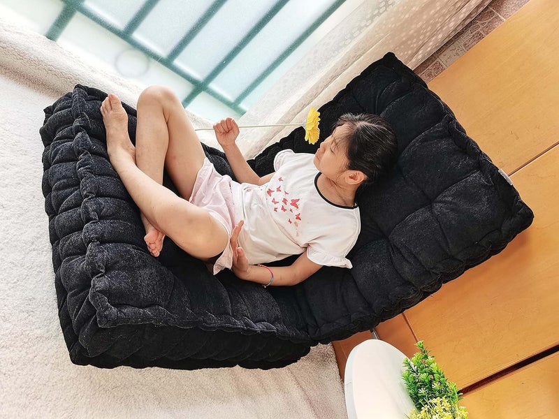 Verpert Floor Pillow 25x25 Inch Square Meditation Cushion Floor Seating for Adults Oversized Tufted seat Cushion Reading Nook for Kids, Yoga Meditation Pillow for Sitting on Floor (Black) - Image 3